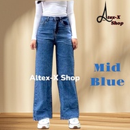 Jean's Seluar Palazo Kaki Lebar Premium Bergetah Plus Size Malaysia Size (26-38) Jeans WED LEG Stret