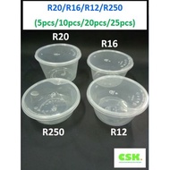 R250/R12/R16/R20/R225 (5pcs/10pcs/20pcs/25pcs)Round Disposable Plastic Food Container / Bekas Makana