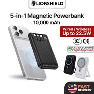 (MY) LionShield 3C/CCC Certified 10000mAh 5-in-1 Magnetic Wireless Powerbank 22.5W Fast Charging Pow