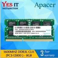 APACER 1333MHz 4GB / 1600MHz 8GB  (LOW VOLTAGE) DDR3 NOTEBOOK / LAPTOP SODIMM RAM