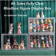 Acrylic Fully Transparent Display Case Blind Box Popmart Figurines Storage with Rack Shelf
