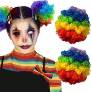 2 Pek Rainbow Afro Puffs Drawstring Ponytail Extension untuk Wanita Kostum Badut Rambut Palsu Badut 