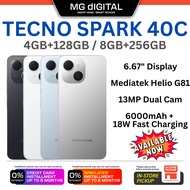 [MY Set] Tecno Spark 40C (8+256GB / 4+128GB) READY STOCK Mediatek Helio G81 | 6000mAh Battery