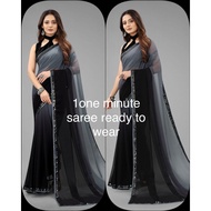 New Design Launching 1 minute Ready To Wear Saree Saree Fabric :- Pure Gorgette Two shaded with beau