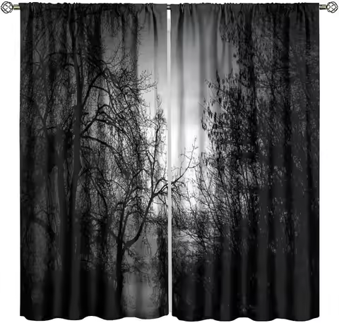 Forest Curtains Black Gothic Forest Curtains Dark Black Forest Foggy Mysterious Pine Black Tree Fore