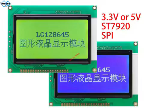 128x64 Lcd Display Graphic Module SPI Serial Blue Green 3.3v or 5v LG128645 ST7920 instead SGS12864 