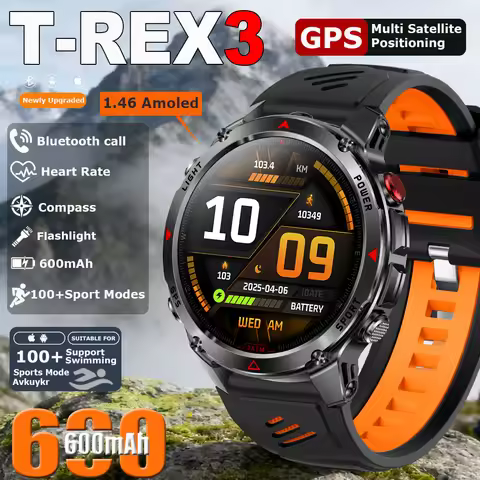NEW T-Rex3 600mAh Battery Smart Watch Men Compass Bt Call 3ATM Waterproof Sports tracker Outdoors Mi