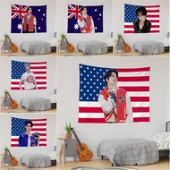 Enhypen Member Heeseung, Niki and Jake Flag Background Single Side Printed Polyester Tapestry Wall D