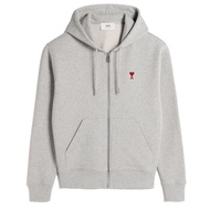AMI Paris Ami De Coeur Zipped Hoodie Heather Ash Grey (SS24)