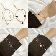 C Jewelry - Samantha Bracelet - Adjustable Clover Flower Bracelet 2 layers 2 sides Titanium Anti-Rus