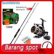 ❂SHIMANO Reel SHIMANO Rod Joran Batang Pancing 1 Set Fishing Rod Reel Combos Saltwater 1.8M Fiber Telescopic Fishing Rod♝