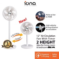 Iona 12 Inch Air Circulation Standing Fan | High Velocity Oscillating Table Desk Stand Fan With Timer - GLSF12T