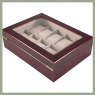 (QJWR) Luxury Wooden Watch Box Watch Holder Box for Watches Men Glass Top Jewelry Organizer Box 10 G