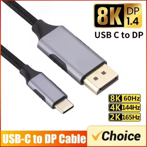USB-C To DisplayPort Cable 8K@60Hz DP Type C 3.1 To 4K 144Hz Display Port 1.4 Cable Thunderbolt 3 4 