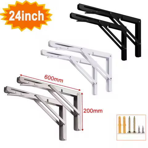 24" Folding Shelf Brackets Adjustable DIY Wall Mounted Shelf Bracket Space Saving for Table Work Ben