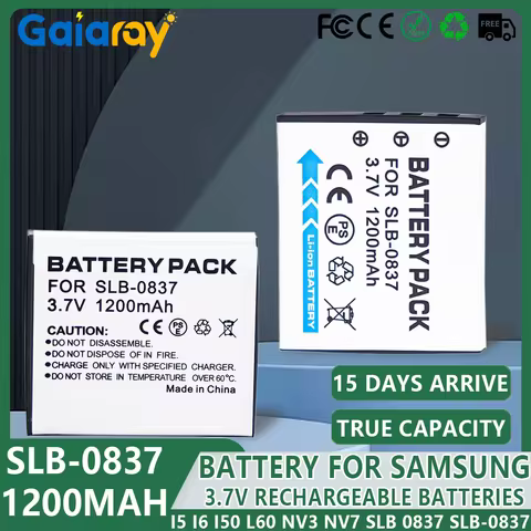 1-5pcs 3.7V 1200mAH Rechargeable Battery SLB-0837 SLB0837 Battery For Samsung Camera I5 I6 I50 L60 N