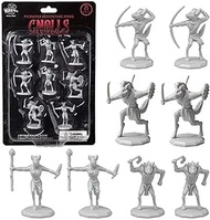 8 Unpainted Fantasy Gnoll Mini Figures- All Unique Designs- 1" Hex-Sized Compatible with DND Dungeon