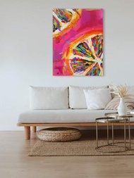 1入橙片藝術壁畫海報水果畫印刷圖片墻面裝飾油畫,適用於客廳、臥室、辦公室牆麵裝飾,防水無框畫布油畫