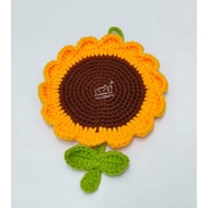 (欢迎订购)~Gloria丽璇手作~100%手工毛线钩针编织向日葵杯垫。