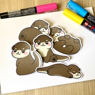 Midnight Otter Cute Posing Vinyl Sticker, Waterproof Sticker, Laptop Decal