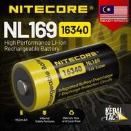 NITECORE NL169 - 950mAh Rechargeable RCR123A 16340 Battery - ORIGINAL - Ready Stock in MALAYSIA from