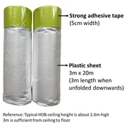 Disposable Dust Cover/Protection/Prevention Drop Sheet/Pre Tape Taped Plastic Sheet/Plastic film/Roll for HIP (3m X 20m)