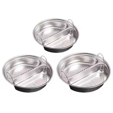 Divided Food Steamer Tray Multifunctional Sectional Food Pan Cooker Steamer Pot Double Handles Stain