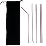 Ulife 5pcs stainless metal straw Set Drinking Straws Stainless Steel Stirring+Brush+Bag