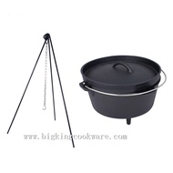 Direct Sales Outdoor Cookware Set Iron Pot Camping Grill Pan Dutch Oven Seven-Piece Set Dutch oven