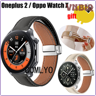 VNBIQ สำหรับนาฬิกา Oneplus 2 / OPPO Watch X หนังสายนาฬิกาสมาร์ทแท้หัวเข็มขัดแม่เหล็กพับได้ผู้หญิงผู้ชายสายรัดป้องกันหน้าจอ BVNEA