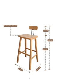 MAAI Design Rezu bar stool ที่นั่งสูง74cm เก้าอี้นั่งสตูล สไตล์ญี่ปุ่น พร้อมพนักพิง