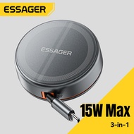Essager แท่นชาร์จไร้สาย15W 3-In-1อุปกรณ์ชาร์จไร้สายแบบยืดหดได้พร้อมแท่นชาร์จฉากยึดแบบซ่อนขาตั้งสำหรั