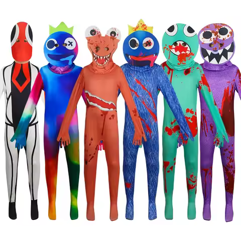 Rainbow Friends Costume Kids Boys Blue Monster Wiki Cosplay Horror Game Halloween Jumpsuit Including