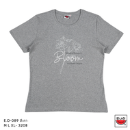 แตงโม (SUIKA) -  เสื้อยืดคอกลมแขนสั้น ผ้าอินเตอร์ล็อก ลายดอกไม้บาน ( E.O-089 )