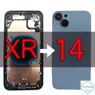 Pre-installed DIY Backshell For iPhone XR Housing like 14 Alumium Edge Rear Chassis for iPhone XR Ba