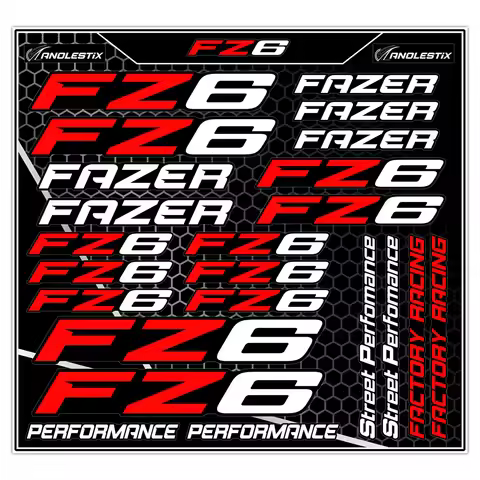 Vinyl Motocross Motorcycle Stickers Logo Set Emblem Tank Decals For YAMAHA FZ6