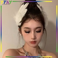 Korean Style Simple White Swan Pearl Feather Clip Feather Headpiece Girls Hair Accessories Feather A