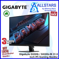 (ALLSTARS: We Are Back) Gigabyte GS32Q / GS32Q-EK 31.5 inch IPS Gaming Monitor / 165HZ oc 170Hz, DP v1.4x1, HDMI v2.0 x2, Headphone jack x1, PiP/PbP, VESA Mount compatible 100x100mm (Warranty 3years on-site Gigabyte SG)