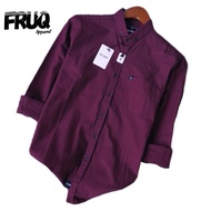 KEMEJA Men's Burgundy Plain Shirt Long Sleeve ML XL 2XL 3XL 4XL