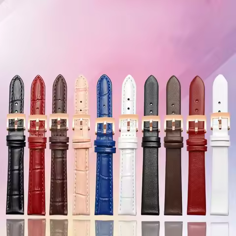 Pink red white blue For Casio Fossil Tissot Armani Watch Strap 10mm 12mm 14mm 16mm 18mm Women Genuin