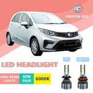 2PCS PROTON Iriz Car LED Headlight Bulb 6000K White H7 Hi/Lo Beam Headlamp Lampu