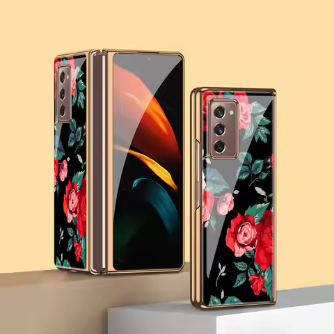 Z Fold 4 Funda Case for Samsung Galaxy Z Fold 4 Z Fold 3 2 Case Vintage Rose Patterned Plexiglass Co