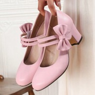 [MISS ROSIE]Women's Elegant Fashion High Heel Mary Jane Shoes, T-Strap Round Toe Shallow Cut Chunky 