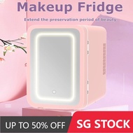 Mini Fridge Mirror Cosmetics Refrigerator Fruit Ceverage Cooler 12V 48W 6L Small Refrigerator Student Dormitory Fridge