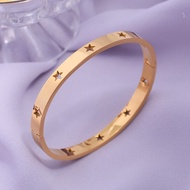 OUM19 Lucky Vintage Hollow out Stainless Steel Buckle Exquisite Star Bangle Fashion Jewelry Korean Style Bracelet Women Bangle