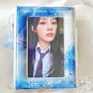 GILDAI Card Album, 3 Inch Mini with 16 Internal Pages Photocard Binder,  PVC Blue Ice Rain Postcard 