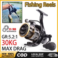 HE3000 Metal Fishing Reel Spinning 5.2:1Gear Ratio Fishing Accessories 30kgMAX DRAG Freshwater and S