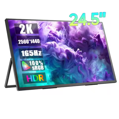 24.5 Inch 2K 165Hz Portable Monitor 2560*1440P 100%sRGB Gaming Display With VESA & Stand 180° Adjust