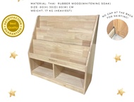 (Heaviest in the Market) Montessori  Kids wooden Bookshelf (Extra White) Solid Thailand Rubber Wood 