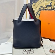 【全套帶票❤️】Hermes picotin18 菜籃子 午夜藍拼鞍具紅 手柄樹莓紅 Z刻 tc皮 手袋